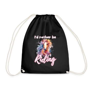 Je préfère monter à cheval fille splash art - Sac de sport léger - noir - Devant