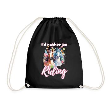 Je préfère monter à cheval fille splash art - Sac de sport léger - noir - Devant