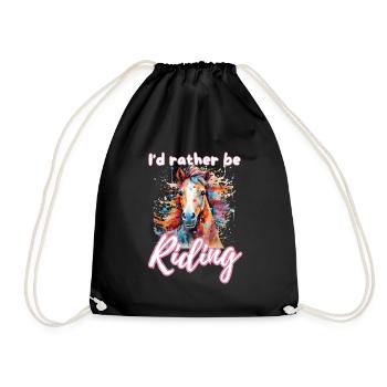 Je préfère monter à cheval fille splash art - Sac de sport léger - noir - Devant