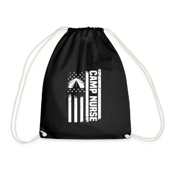 Camp Nurse USA Flag America - Drawstring Bag - black - Front