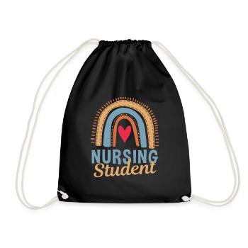 Cute nursing student Boho Rainbow - Drawstring Bag - black - Front