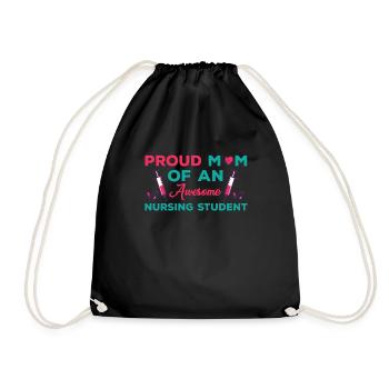 Proud design of nursing student mom - Drawstring Bag - black - Front