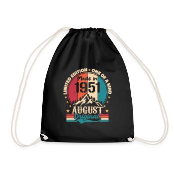 1951 August | August 1951 Geburtstag Perfekt gealtert - Turnbeutel - Schwarz - Vorne