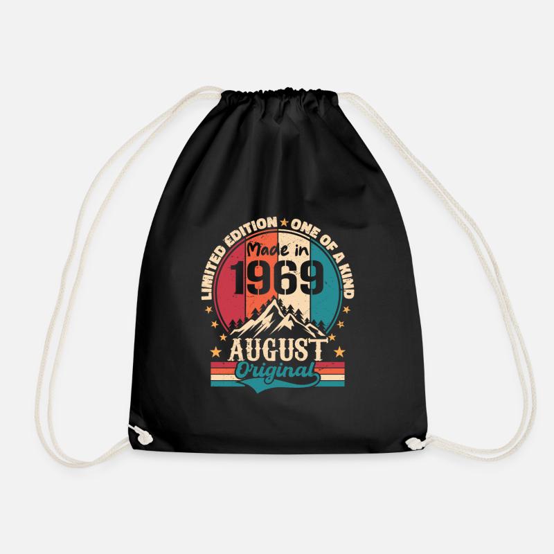 1969 August | August 1969 birthday Aged Perfectly - Drawstring Bag - black
