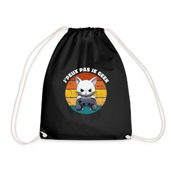 J'peux pas je geek humour console chat jeux vidéo - Sac de sport léger - noir - Devant