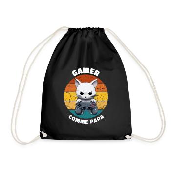 Gamer comme papa chat manette jeux-vidéo retro - Sac de sport léger - noir - Devant