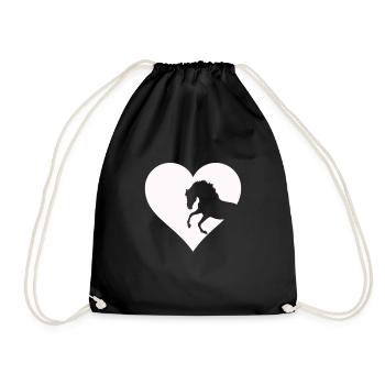 Cœur pour les amoureux des chevaux, les chevaux doux et les cavaliers - Sac de sport léger - noir - Devant
