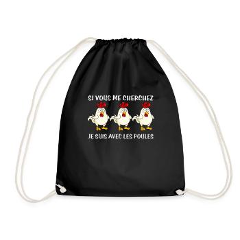 Cadeau agriculteur éleveur de poules - Sac de sport léger - noir - Devant