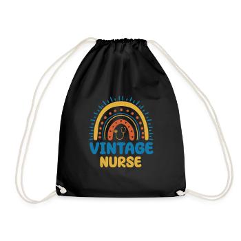 Vintage Krankenschwester Boho Regenbogen - Turnbeutel - Schwarz - Vorne