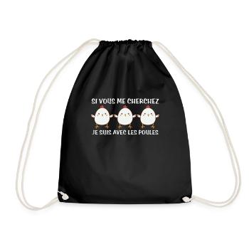Cadeau agriculteur éleveur de poules - Sac de sport léger - noir - Devant