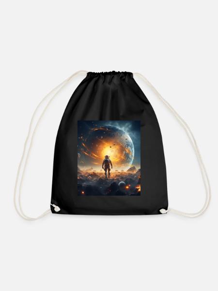 Astronaut Space Grafik T-Shirts für Unisex, Aufkleber - Turnbeutel - Schwarz