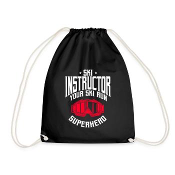 Funny Ski Instructor Gift - Drawstring Bag - black - Front