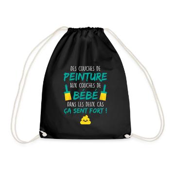Annonce Grossesse Papa Peintre Bâtiment Humour - Sac de sport léger - noir - Devant