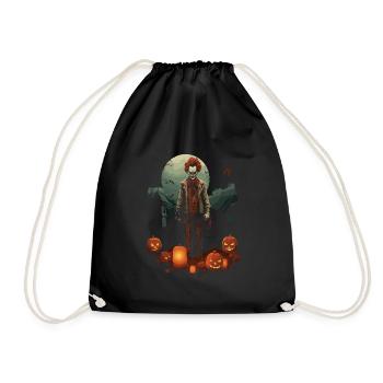 Clown effrayant avec des citrouilles devant la lune halloween - Sac de sport léger - noir - Devant