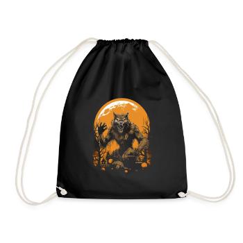 Werewolf Howls Before Full Moon In Halloween Night - Drawstring Bag - black - Front