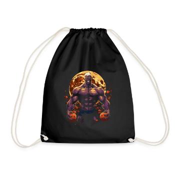 Creepy bodybuilder zombie with pumpkins - Drawstring Bag - black - Front