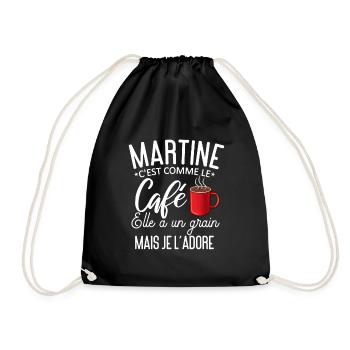 Humour Martine comme le café elle a un grain - Sac de sport léger - noir - Devant