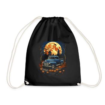 Pickup Truck Spitty Car Art for Halloween - Drawstring Bag - black - Front