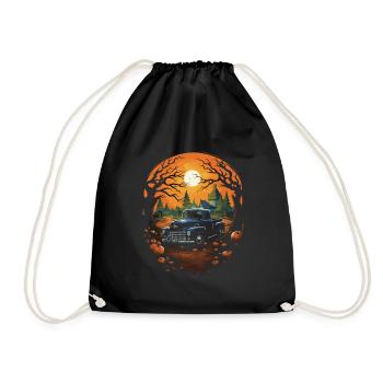 Pickup Truck Spitty Car Art for Halloween - Drawstring Bag - black - Front
