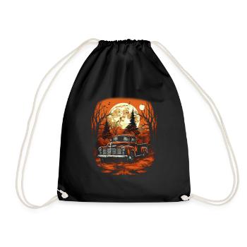 Pickup Truck Spitty Car Art for Halloween - Drawstring Bag - black - Front