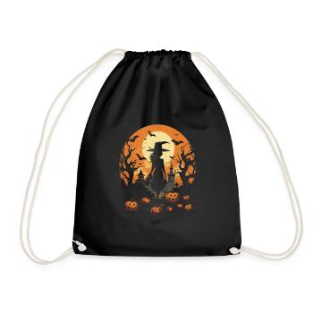 Hexenflug zum Gruseln Halloween Hexen - Turnbeutel - Schwarz - Vorne