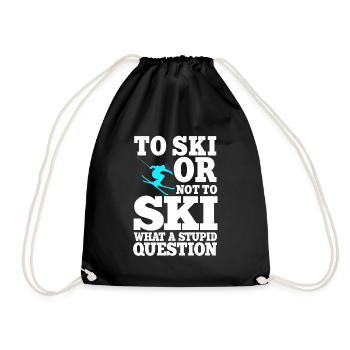 Funny Ski Saying Gift - Drawstring Bag - black - Front