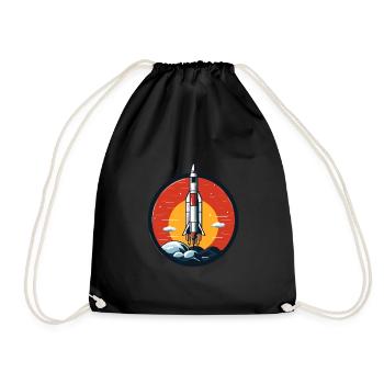 Vintage Raketen Weltraum Logo Space Rocket - Drawstring Bag - black - Front