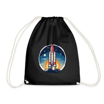 Vintage Raketen Weltraum Logo Space Rocket - Drawstring Bag - black - Front