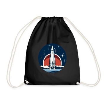 Vintage Raketen Weltraum Logo Space Rocket - Drawstring Bag - black - Front