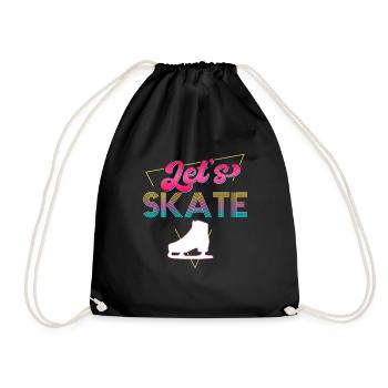 Retro 80s Ice Skating Design Figure Skaters - Drawstring Bag - black - Front