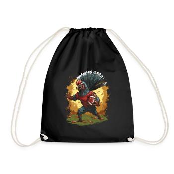 Thanksgiving Turkey Quarterback Touchdown - Drawstring Bag - black - Front