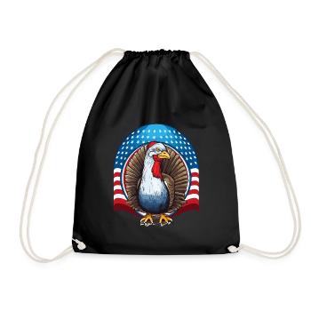 Patriotic USA Turkey Thanksgiving - Drawstring Bag - black - Front