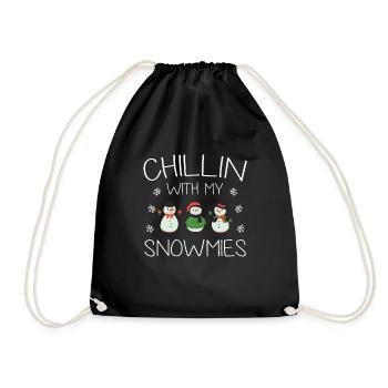 Chillin with my Snowmies snowman - Drawstring Bag - black - Front