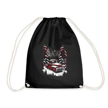 Nostalgic Christmas mood: vintage truck - Drawstring Bag - black - Front