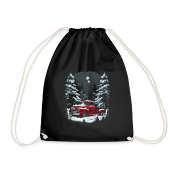 Nostalgic Christmas mood: vintage truck - Drawstring Bag - black - Front