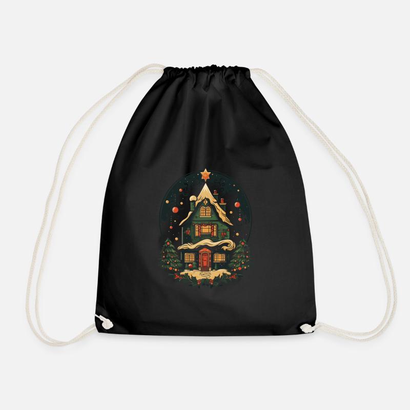Christmas atmosphere with our home decorations - Drawstring Bag - black
