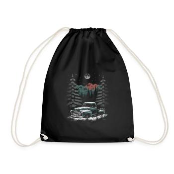 Nostalgic Christmas mood: vintage truck - Drawstring Bag - black - Front