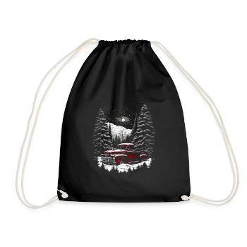 Nostalgic Christmas mood: vintage truck - Drawstring Bag - black - Front