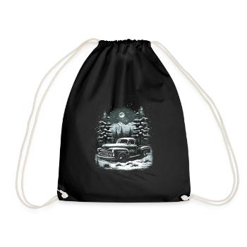 Nostalgic Christmas mood: vintage truck - Drawstring Bag - black - Front