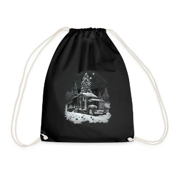 Christmas Truck Driver Christmas Semi Truck - Drawstring Bag - black - Front