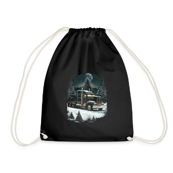 Christmas Truck Driver Christmas Semi Truck - Drawstring Bag - black - Front