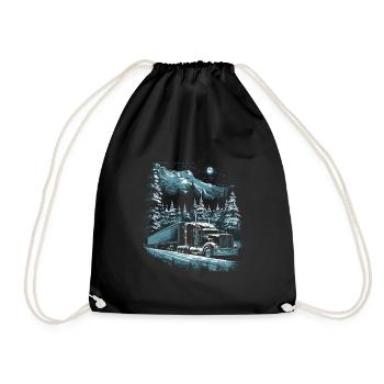 Christmas Truck Driver Christmas Semi Truck - Drawstring Bag - black - Front