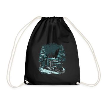 Christmas Truck Driver Christmas Semi Truck - Drawstring Bag - black - Front