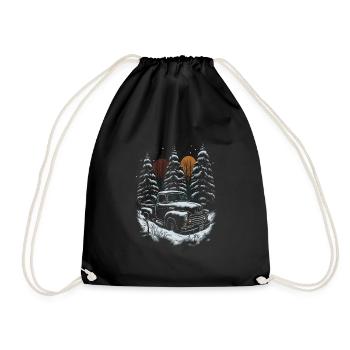Nostalgic Christmas mood: vintage truck - Drawstring Bag - black - Front