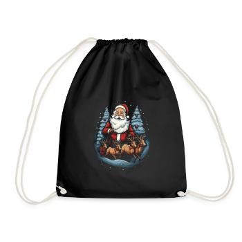 Verbreiten Sie Weihnachtsfreude mit Santa Claus - Turnbeutel - Schwarz - Vorne