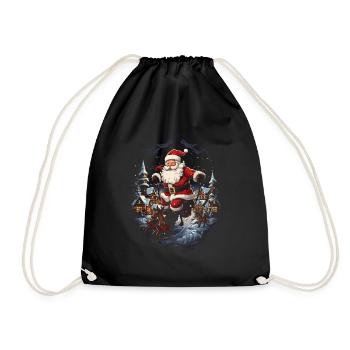 Verbreiten Sie Weihnachtsfreude mit Santa Claus - Turnbeutel - Schwarz - Vorne