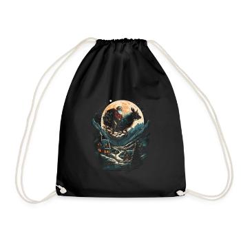 Fantasy meets festivity Santa with sleigh - Drawstring Bag - black - Front