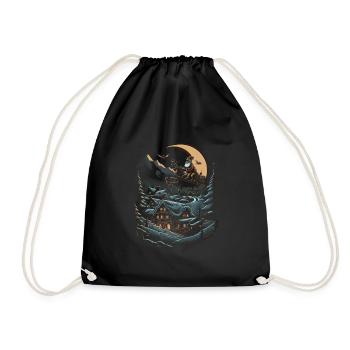 Fantasy meets festivity Santa with sleigh - Drawstring Bag - black - Front