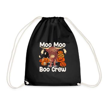 Schottische Hochlandkuh Moo Moo Boo Crew Halloween - Turnbeutel - Schwarz - Vorne