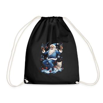 Plaisir de Noël: Père Noël ivre - Sac de sport léger - noir - Devant